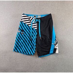 Vintage Lost Enterprises Mayhem Board Shorts Mens 28 Blue AOP Black Sheep Y2K